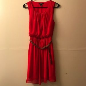 Forever 21 Red Polyester Summer Dress with Belt